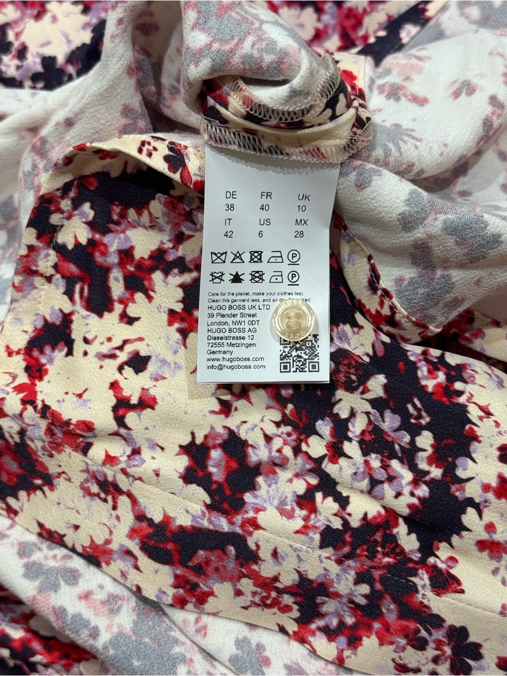 Boss Hugo Boss Sz 6 Dress Long Sleeve Floral Shirtdress Midi Classic Fall Luxury - Picture 9 of 14